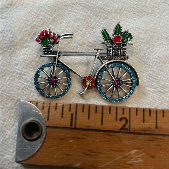 Colorful Bicycle Brooch with Rhinestones - Picture 3 of 3